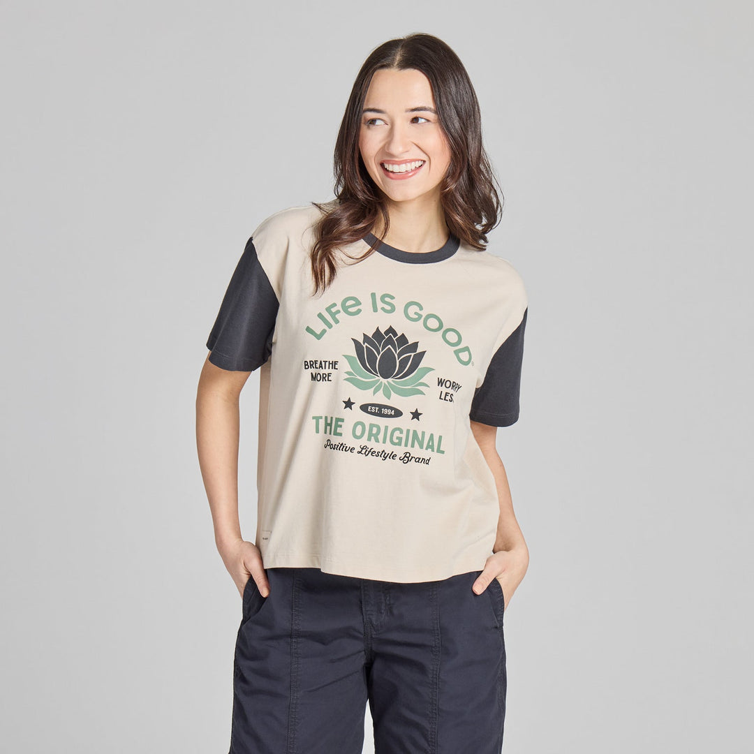 BREATHE MORE LOTUS BOXY CRUSHER TEE