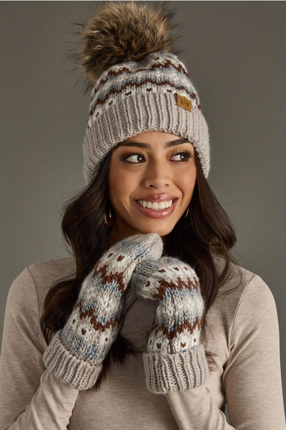 GREIGE, BROWN & WINTER WHITE MITTENS

