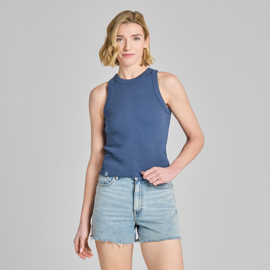 DARKEST BLUE FITTED RIB TANK