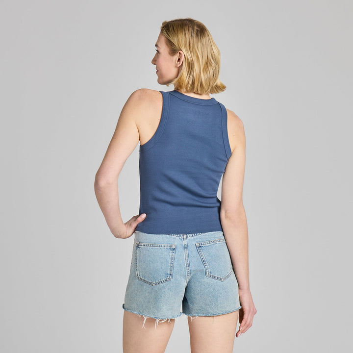 DARKEST BLUE FITTED RIB TANK