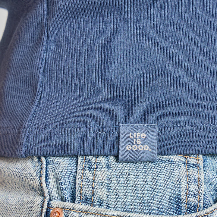 DARKEST BLUE FITTED RIB TANK