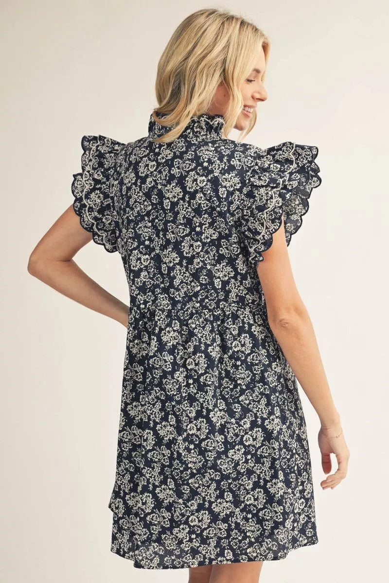 JENNIFER NAVY CAP SLEEVE DRESS