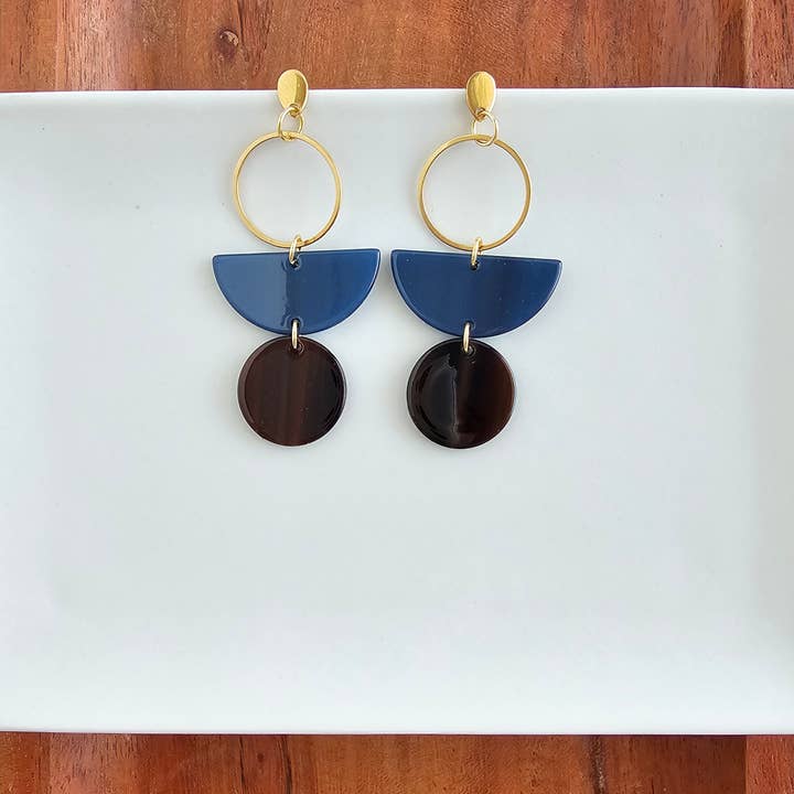 WREN NAVY & MAHOGANY EARRINGS

