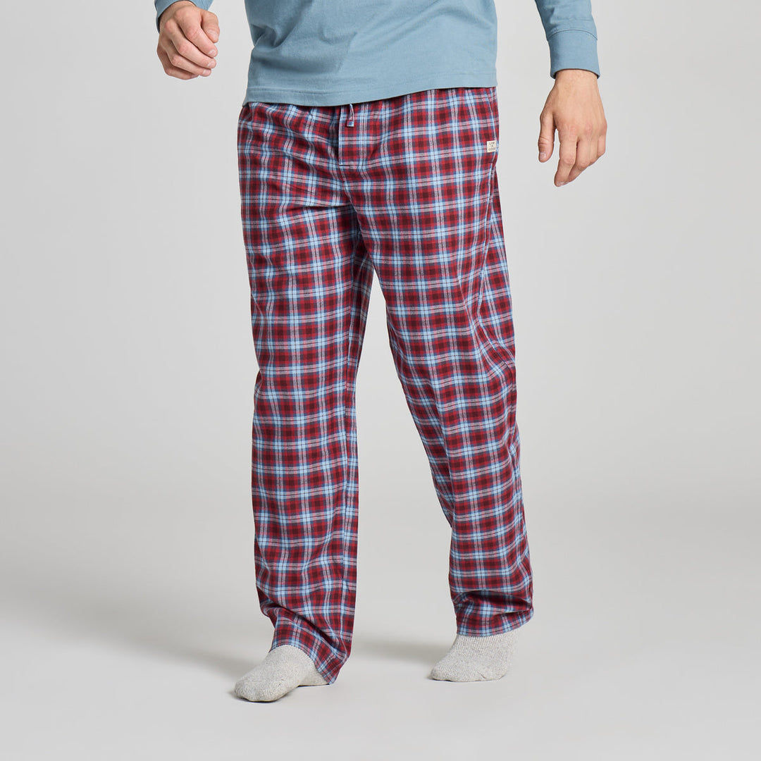 MEN'S DEEP BURGUNDY CHECK PLAID CLASSIC SLEEP PANTS