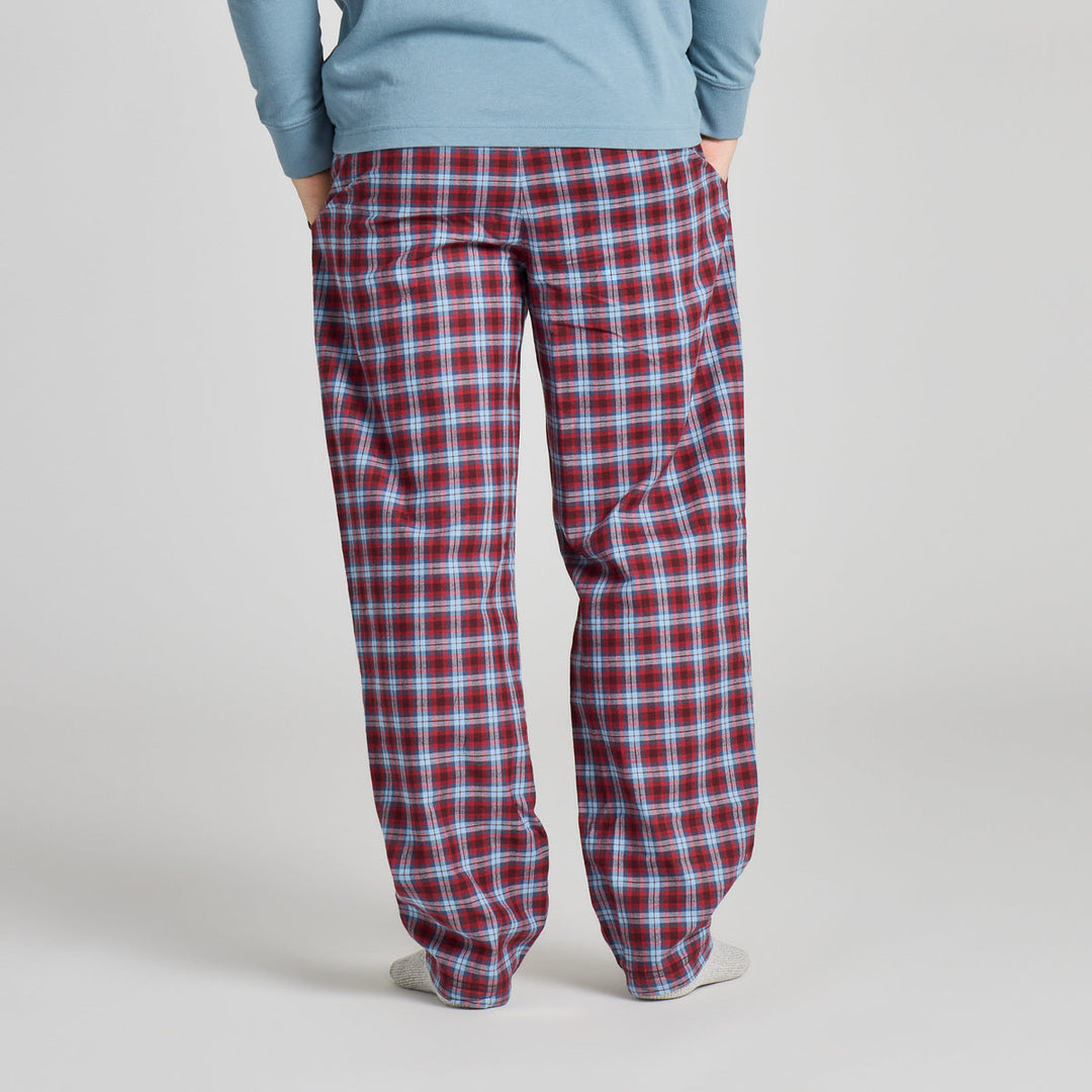 MEN'S DEEP BURGUNDY CHECK PLAID CLASSIC SLEEP PANTS
