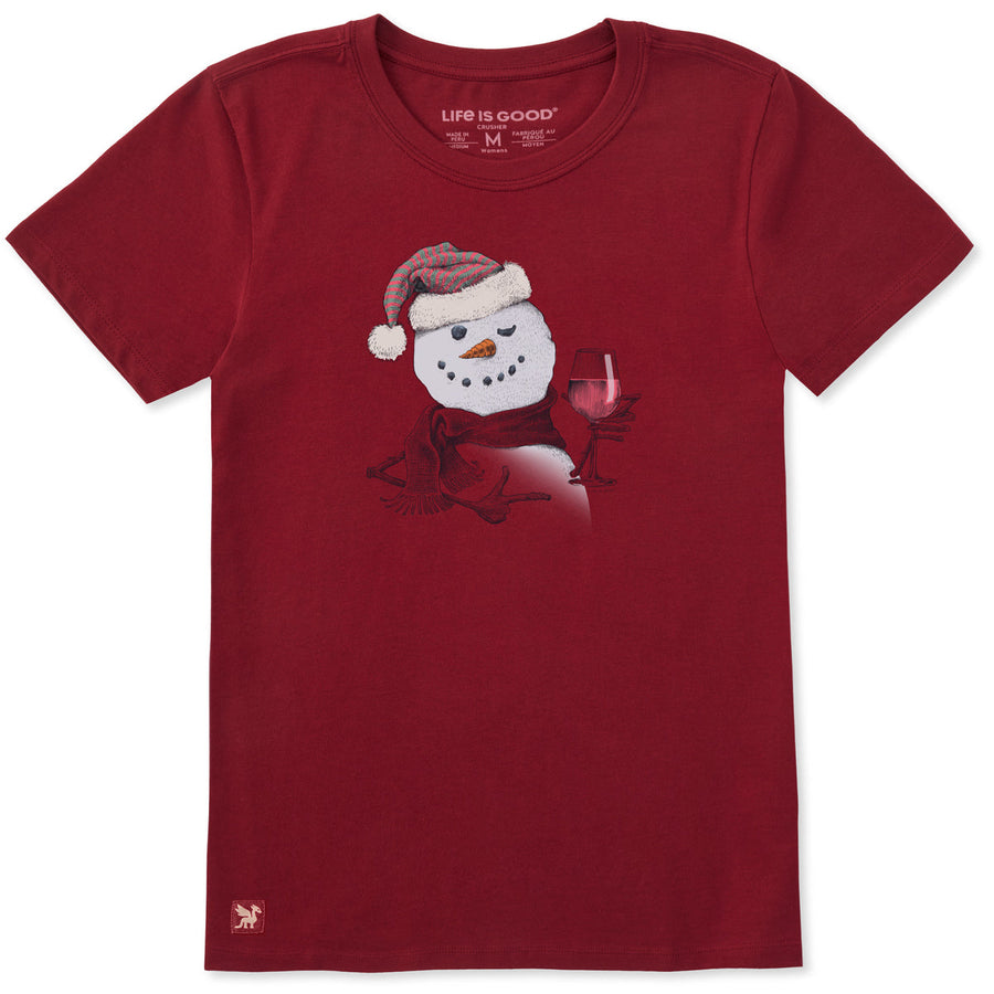 WOMEN'S SNOWMAN W/ RED WINE S/S CRUSHER TEE

