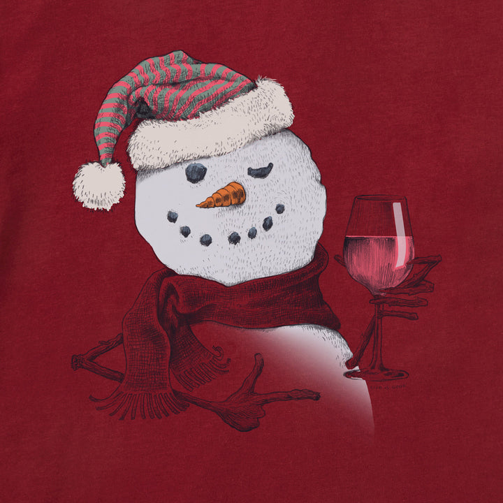 WOMEN'S SNOWMAN W/ RED WINE S/S CRUSHER TEE