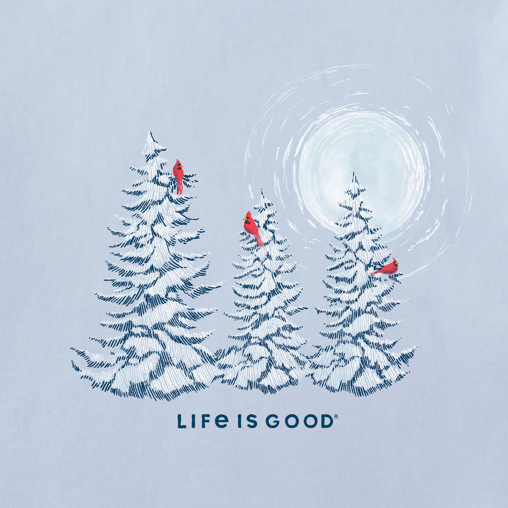 SNOWY PINES W/ CARDINALS L/S V-NECK CRUSHER TEE
