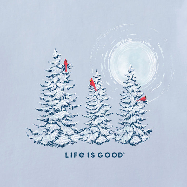 SNOWY PINES W/ CARDINALS L/S V-NECK CRUSHER TEE