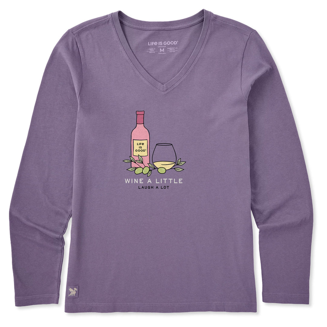 WINE LAUGH A LOT LONG SLEEVE CRUSHER LITE TEE