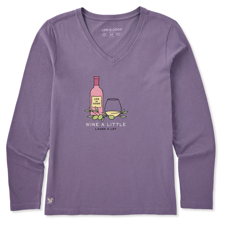 WINE LAUGH A LOT LONG SLEEVE CRUSHER LITE TEE