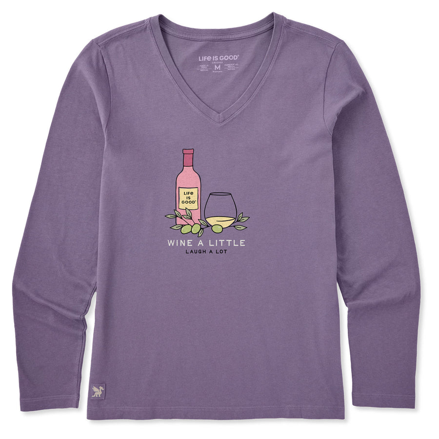 WINE LAUGH A LOT LONG SLEEVE CRUSHER LITE TEE
