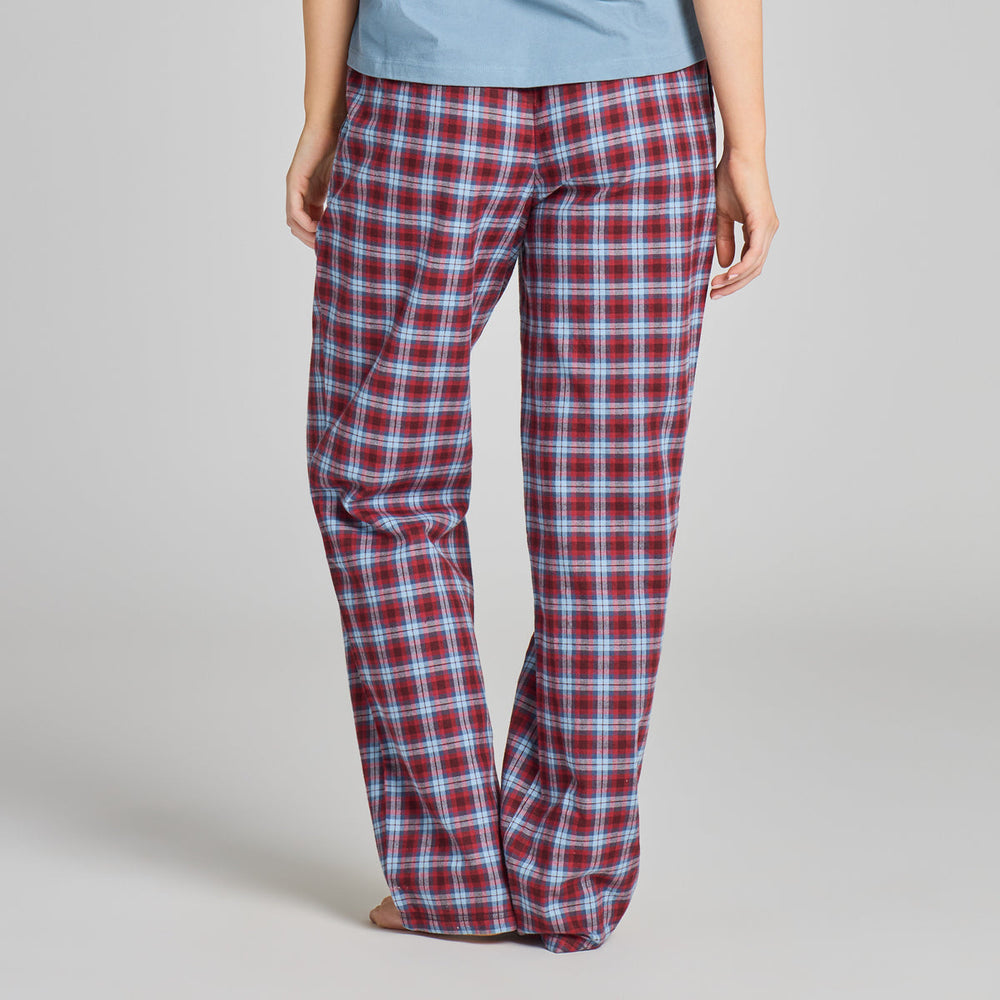WOMEN'S DEEP BURGUNDY CHECK PLAID CLASSIC SLEEP PANTS
