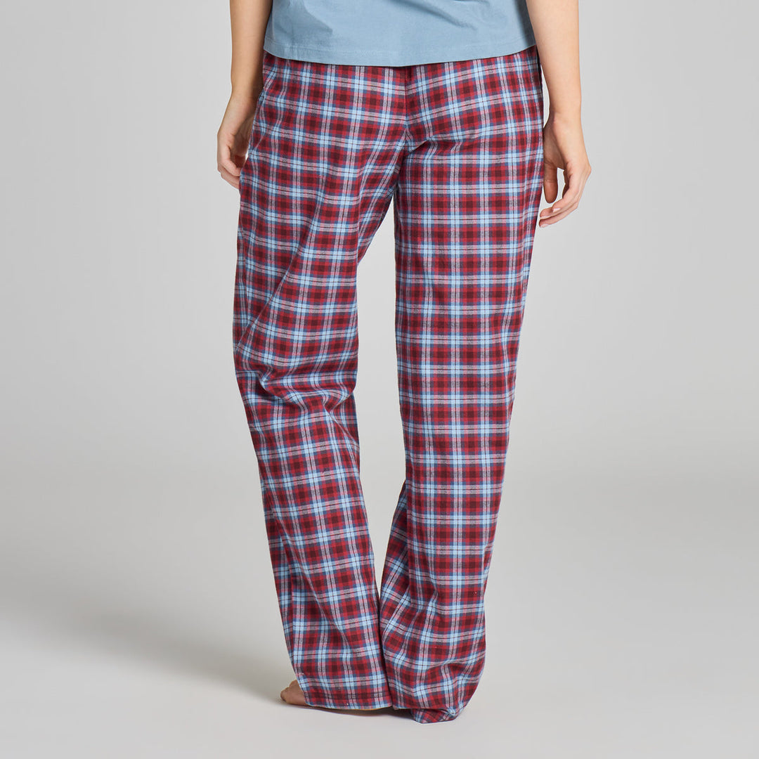WOMEN'S DEEP BURGUNDY CHECK PLAID CLASSIC SLEEP PANTS