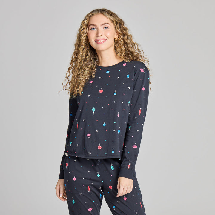 RETRO ORNAMENT PATTERN L/S SLEEP SHIRT