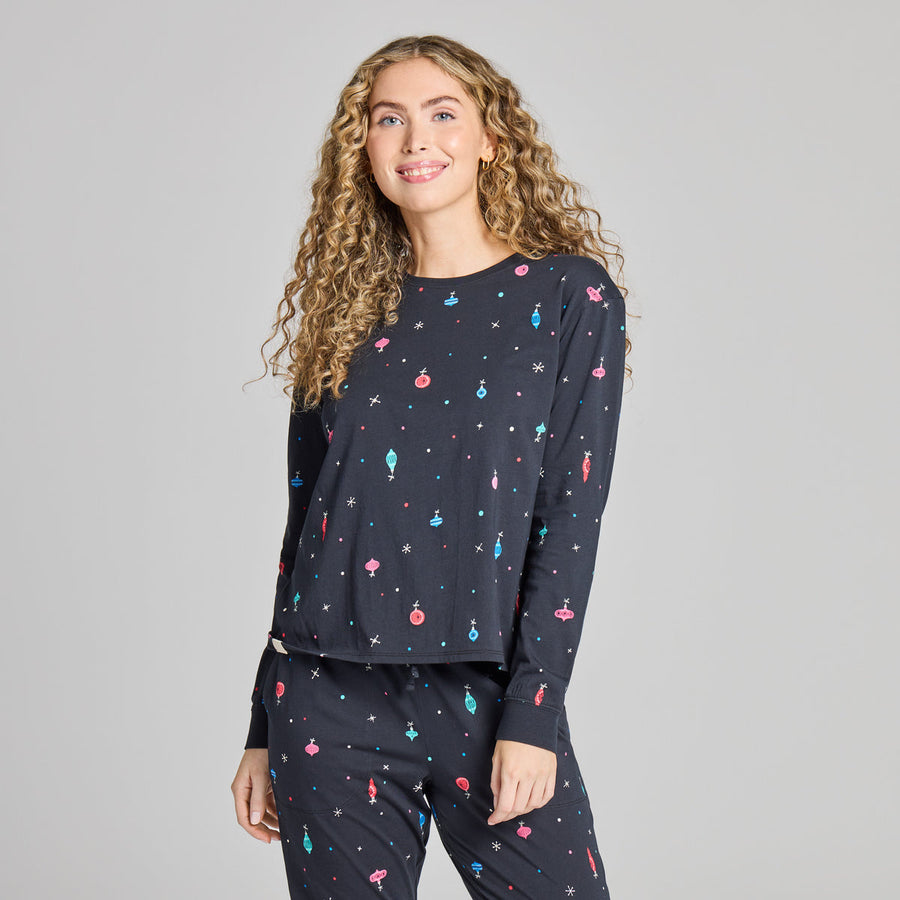 RETRO ORNAMENT PATTERN L/S SLEEP SHIRT
