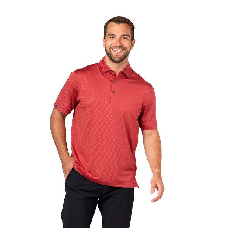 MEN'S CRIMSON RED OPTIMIST II MICROSTRIPE POLO