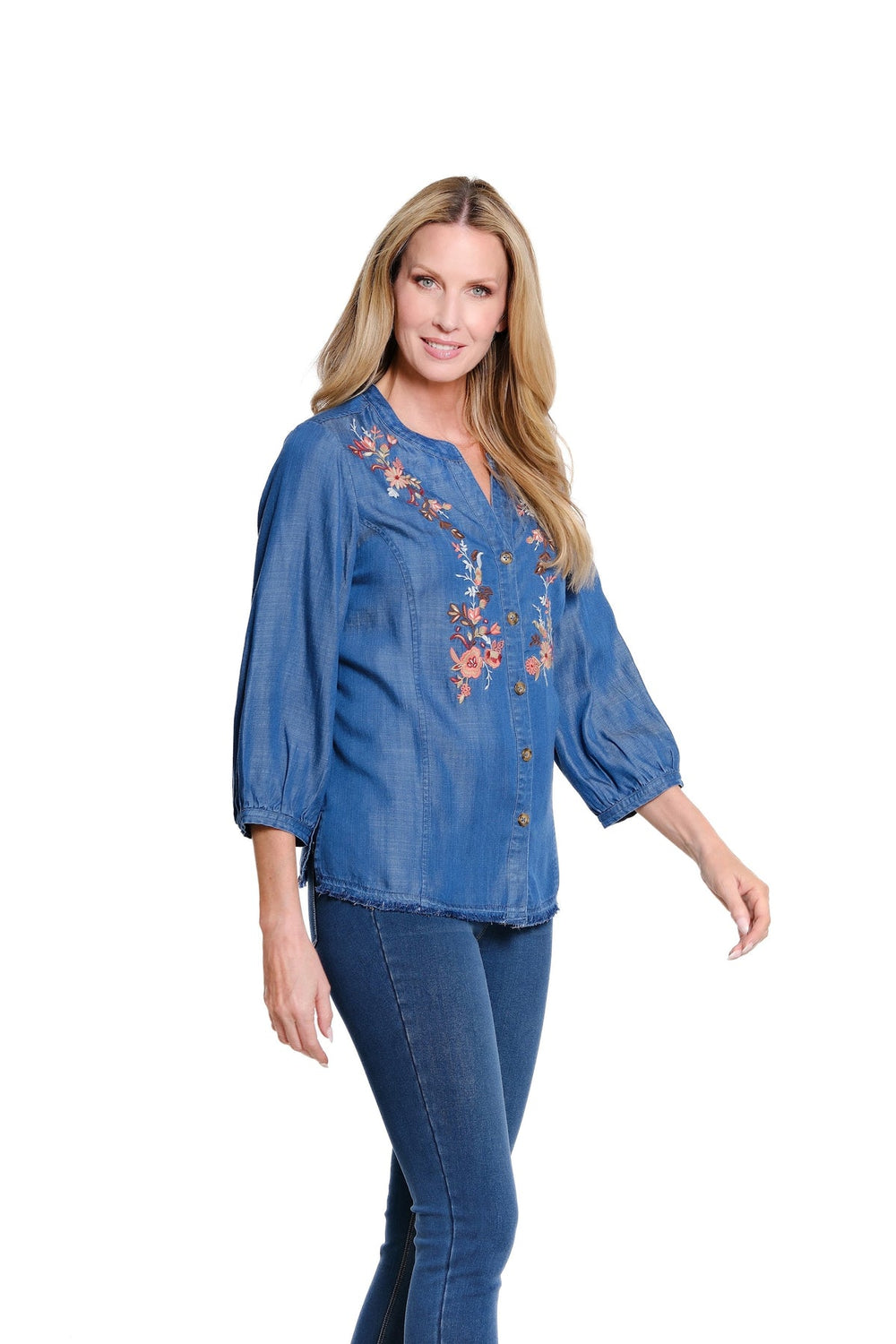 CLAUDIA FRINGE HEM BUTTON FRONT SHIRT
