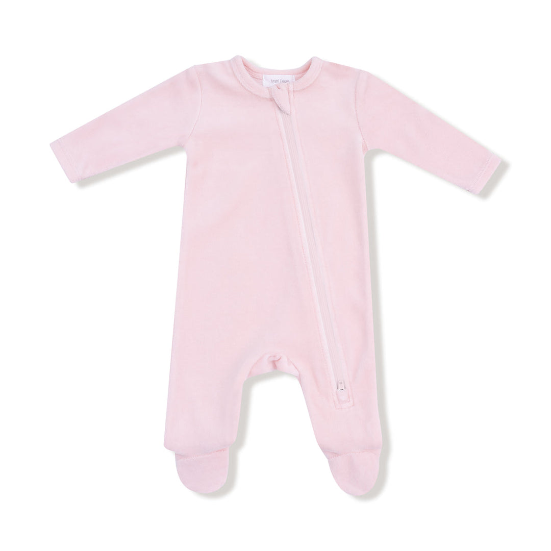 Velour Teddy Bear Pink Velour Footie
