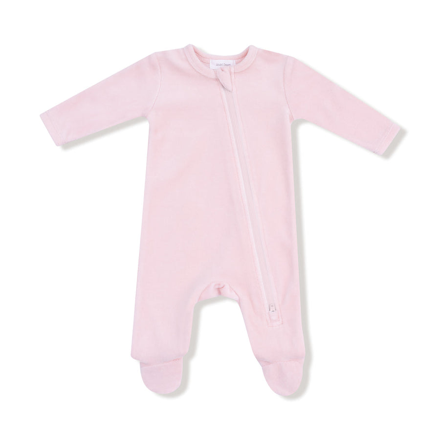 Velour Teddy Bear Pink Velour Footie

