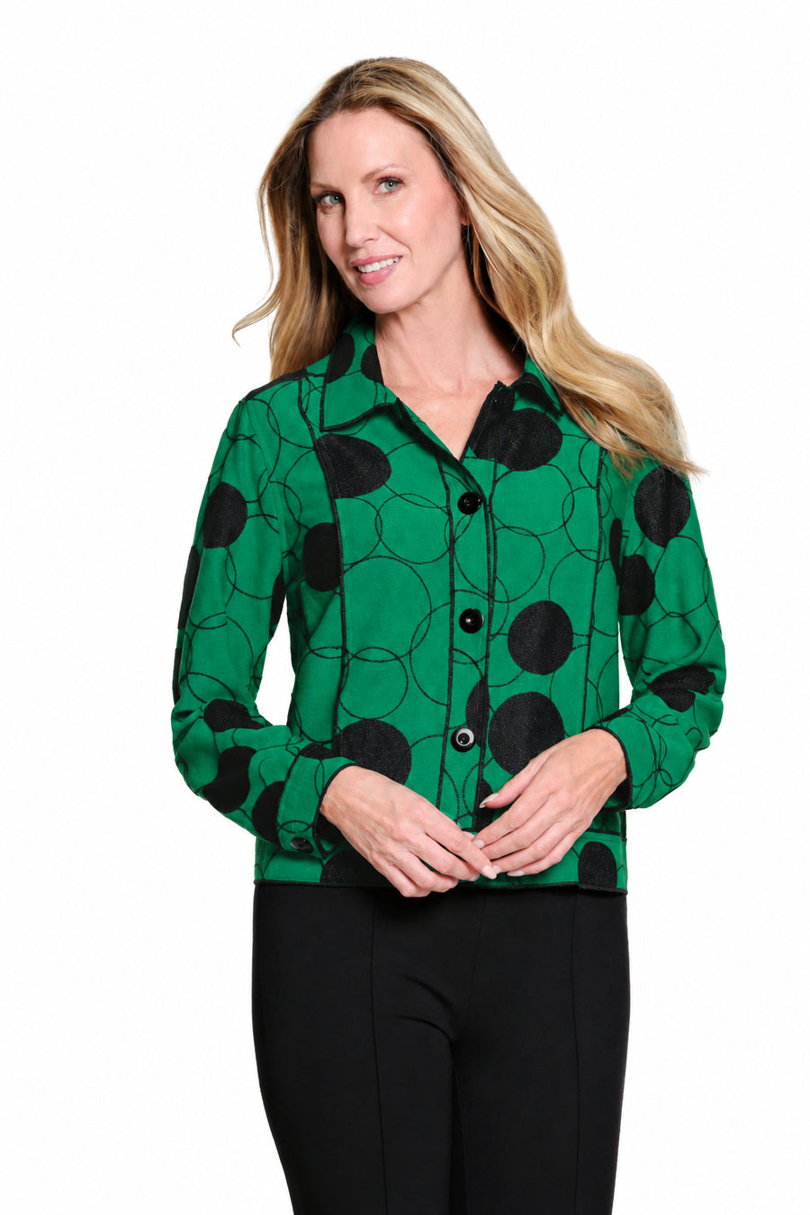 EVA EMERALD EMBROIDERED SHIRT JACKET
