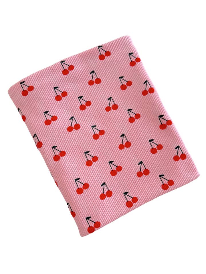 PINK CHERRIES WAFFLE SWADDLE BLANKET