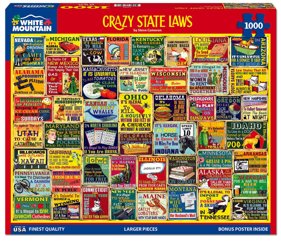 CRAZY STATE LAWS 1000 PIECE PUZZLE