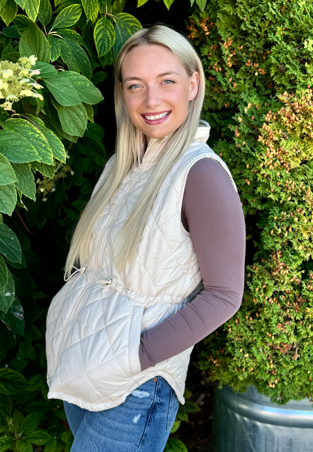 SARA CREAM QUILTED VEST