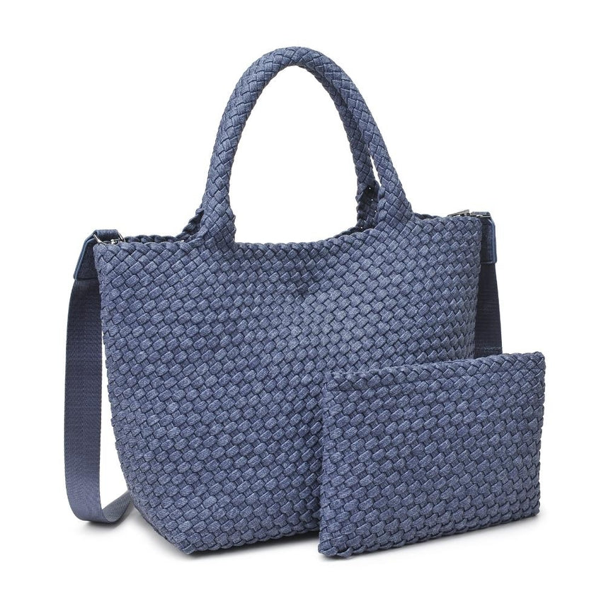 DARK DENIM THE SKY'S THE LIMIT MEDIUM WOVEN TOTE
