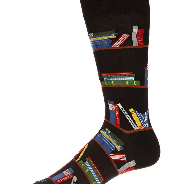 MEN'S BOOKSHELF BAMBOO CREW SOCKS