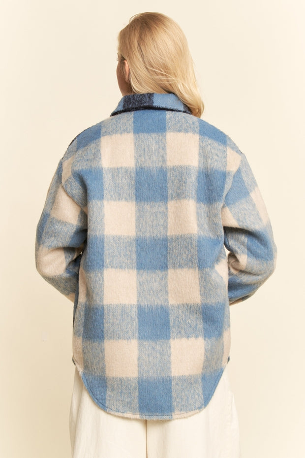ISLA BLUE MIDNIGHT CHECK PLAID SHACKET