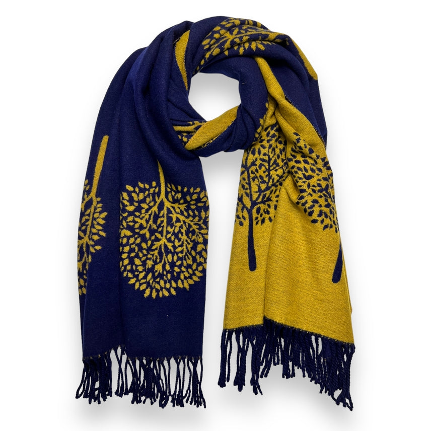 NAVY TREE OF LIFE COZY SCARF