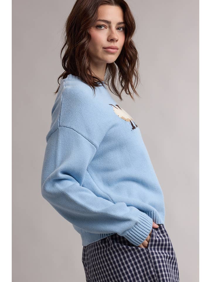 SKY BLUE SHEEP TRIO CREWNECK SWEATER
