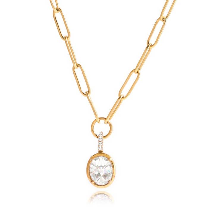 OVAL CZ PENDANT NECKLACE
