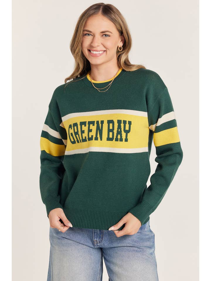 GREEN BAY COLOR BLOCK STRIPE SWEATER