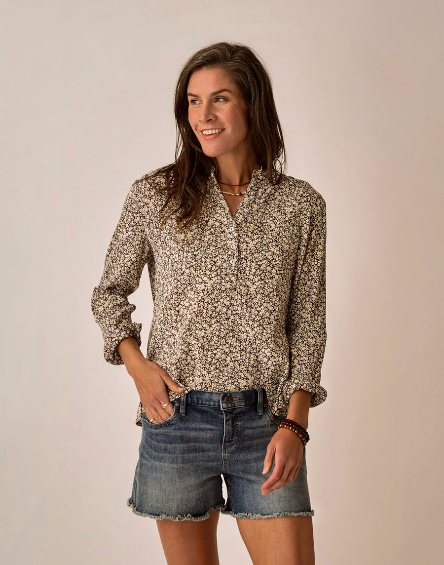 COFFEE DITSY DYLAN GAUZE SHIRT
