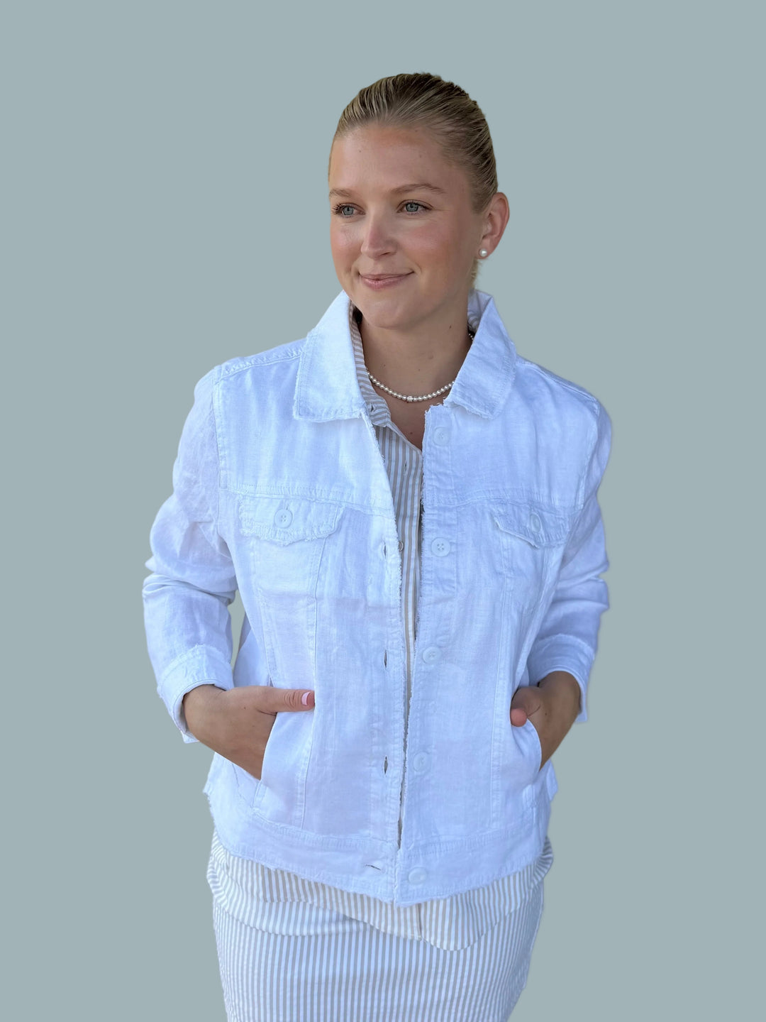 WHITE ABBY LINEN JACKET