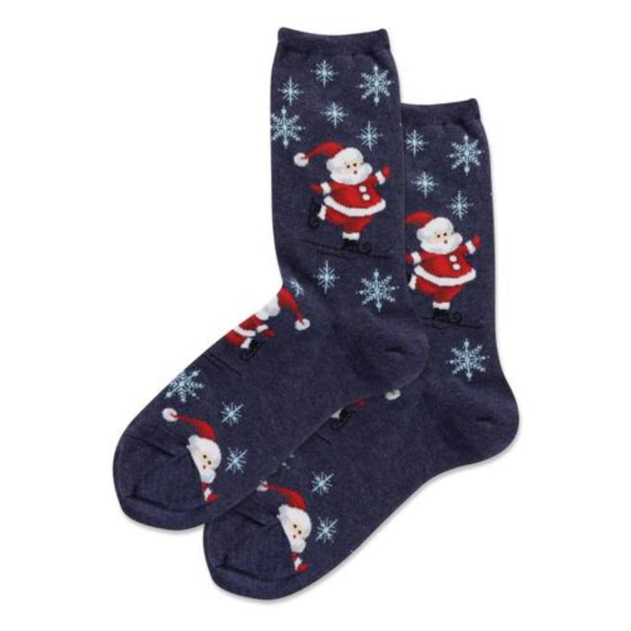 DENIM  HEATHER SKATING SANTAS SOCKS
