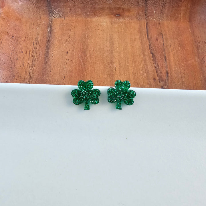 LUCKY GLITTER SHAMROCK POST EARRINGS