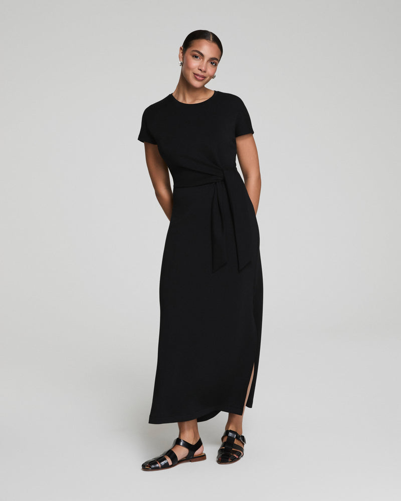 VERY BLACK AIRESSENTIALS DRAPED TIE WAIST MAXI DRESS