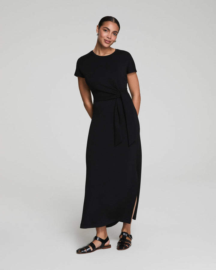 VERY BLACK AIRESSENTIALS DRAPED TIE WAIST MAXI DRESS