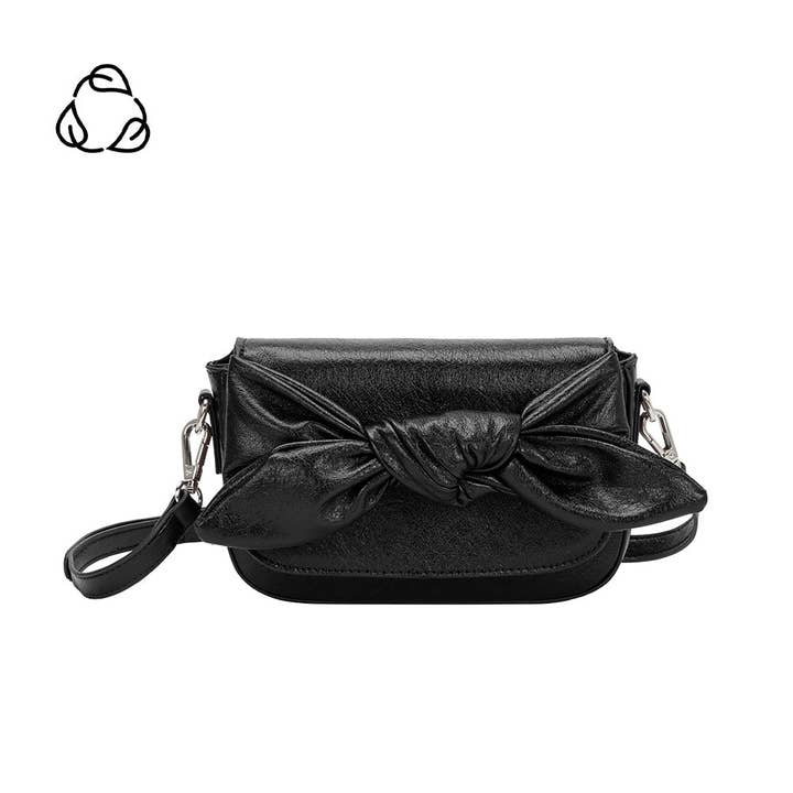 FAY BLACK KNOTTED BOW CROSSBODY CLUTCH