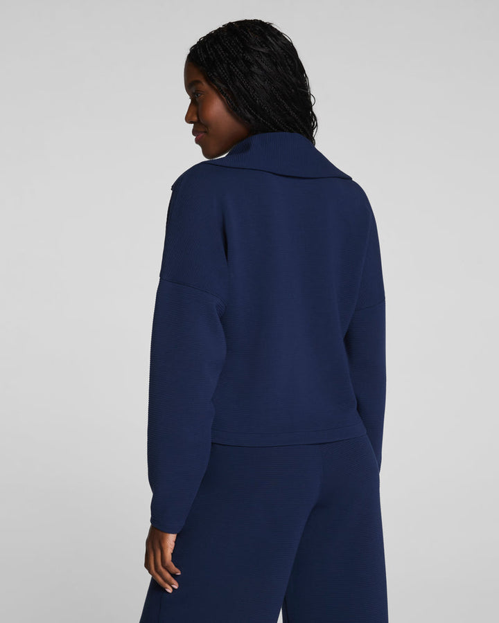 TIMELESS NAVY AIRESSENTIALS FRENCH RIB HALF ZIP TOP