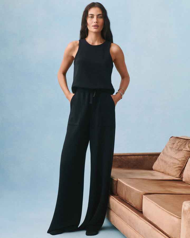 VERY BLACK AIRESSENTIALS FRENCH RIB SLEEVELESS JUMPSUIT
