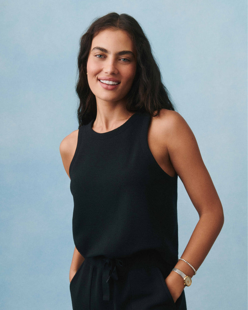 VERY BLACK AIRESSENTIALS FRENCH RIB SLEEVELESS JUMPSUIT