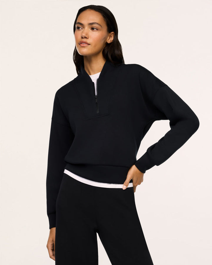 VERY BLACK AIRESSENTIALS SHAWL COLLAR 1/2 ZIP