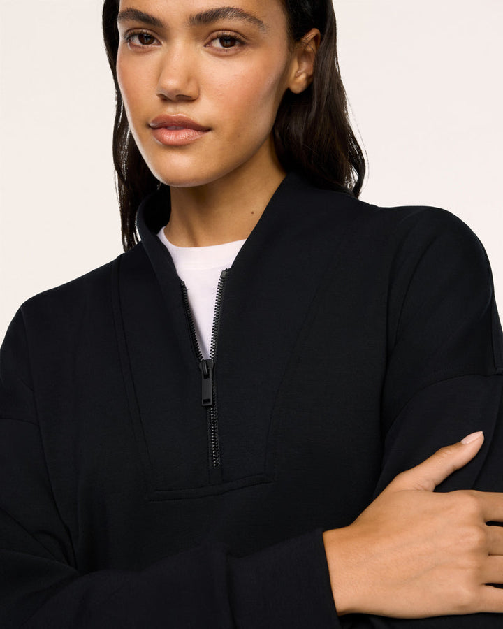 VERY BLACK AIRESSENTIALS SHAWL COLLAR 1/2 ZIP