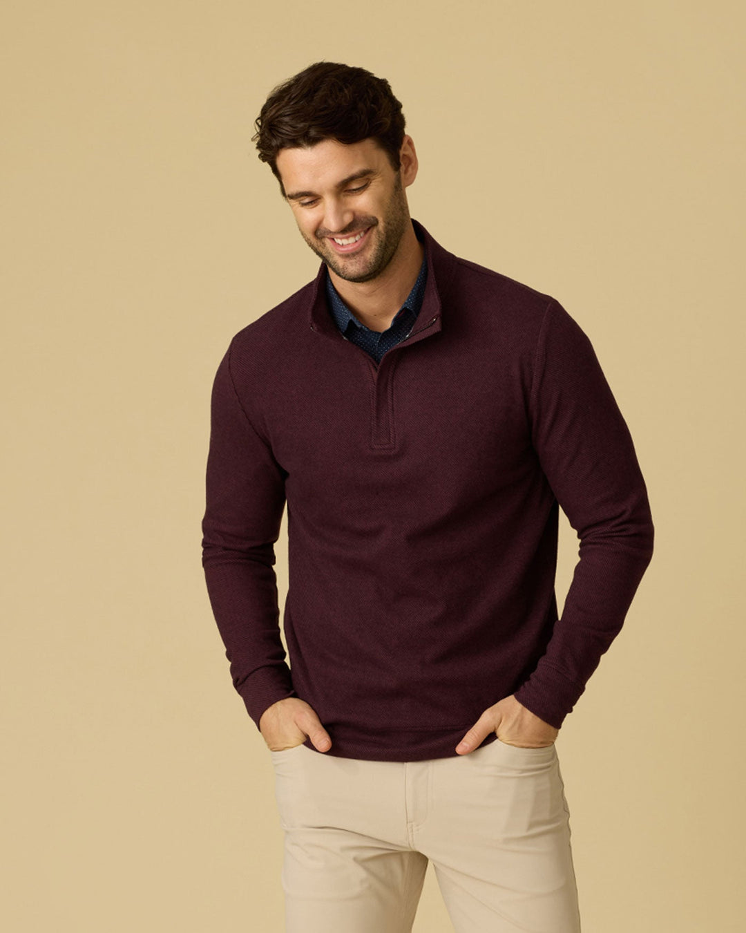 MEN'S MAROON HERO STRETCH KNIT 1/4 ZIP