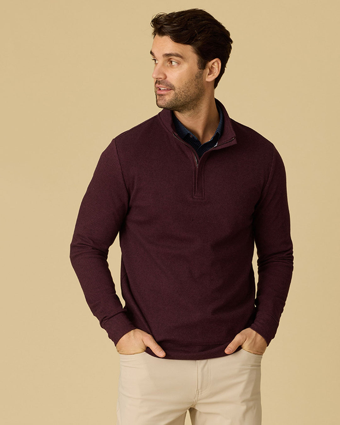 MEN'S MAROON HERO STRETCH KNIT 1/4 ZIP