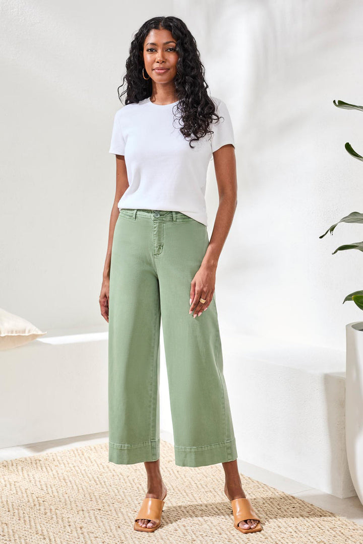MOSS COMFORT STRETCH DENIM HIGH RISE PALAZZO PANTS